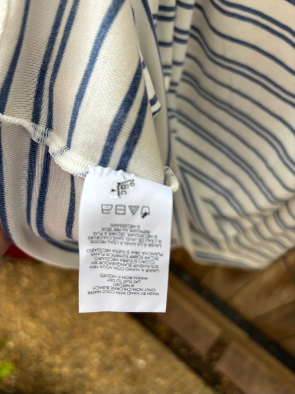 CAbi White Tank Top with Blue Stripes